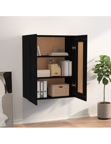 Armadietto Pensile a Parete Nero 69,5x32,5x90 cm