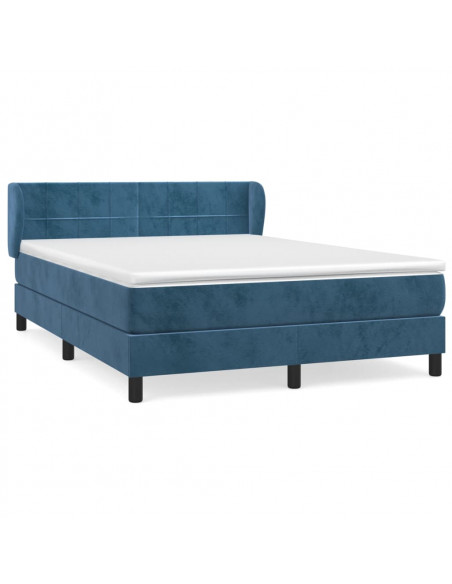 Giroletto a Molle con Materasso Blu Scuro 140x190 cm in Velluto