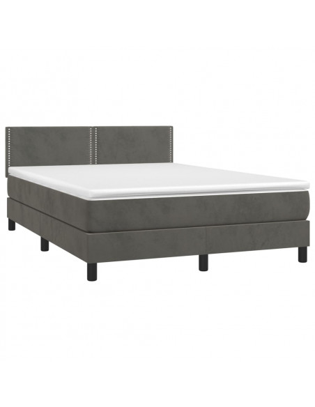 Letto a Molle con Materasso e LED Grigio Scuro 140x190 cm