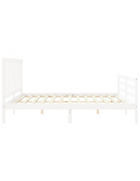 Giroletto con Testiera Bianco 200x200 cm in Legno Massello