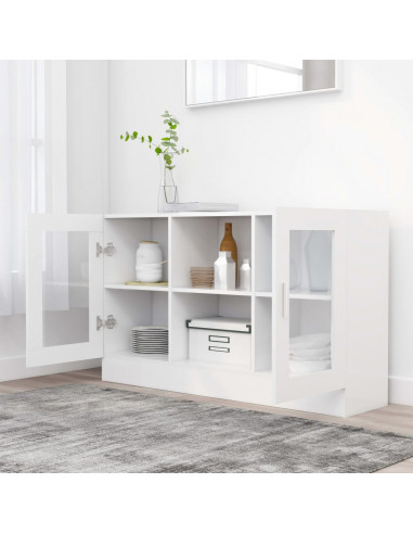 Armadietto con Vetrina Bianco 120x30,5x70 cm Legno Multistrato