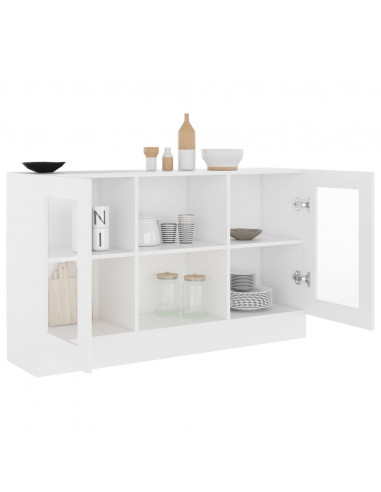 Armadietto con Vetrina Bianco 120x30,5x70 cm Legno Multistrato