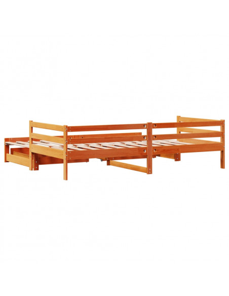 Dormeuse Letto Estraibile e Cassetti Marrone Cera 80x200cm Pino