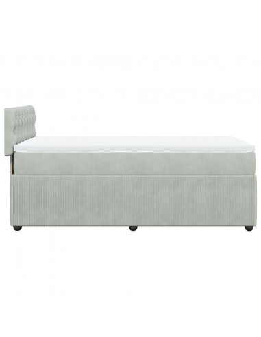 Giroletto a Molle con Materasso Grigio Chiaro 90x190 cm Velluto