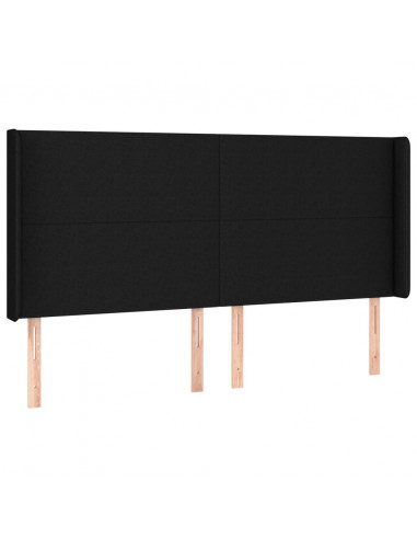 Testiera ad Orecchio Nera 203x16x118/128 cm in Tessuto