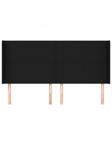 Testiera ad Orecchio Nera 203x16x118/128 cm in Tessuto