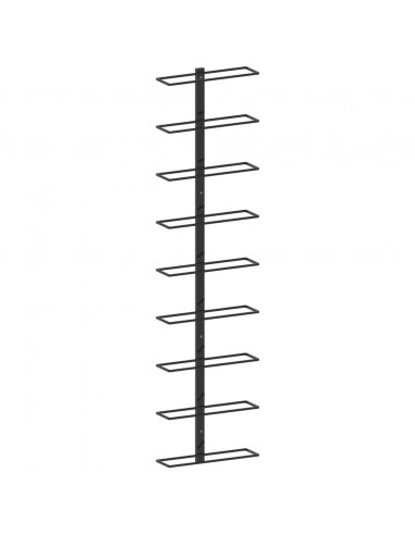 Portavini da Parete per 9 Bottiglie Nero in Ferro