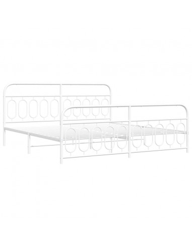 Giroletto con Testiera e Pediera Metallo Bianco 200x200 cm