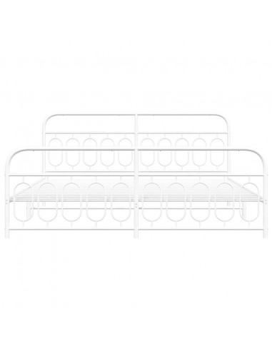 Giroletto con Testiera e Pediera Metallo Bianco 200x200 cm