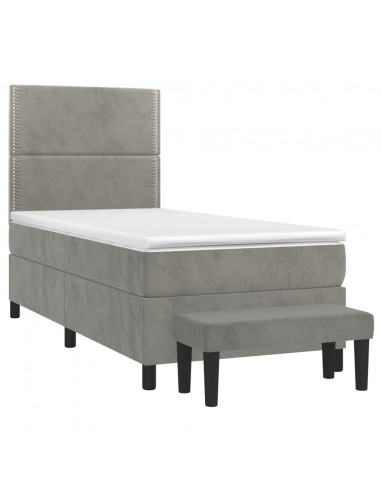 Giroletto a Molle con Materasso Grigio Chiaro 80x200 cm Velluto