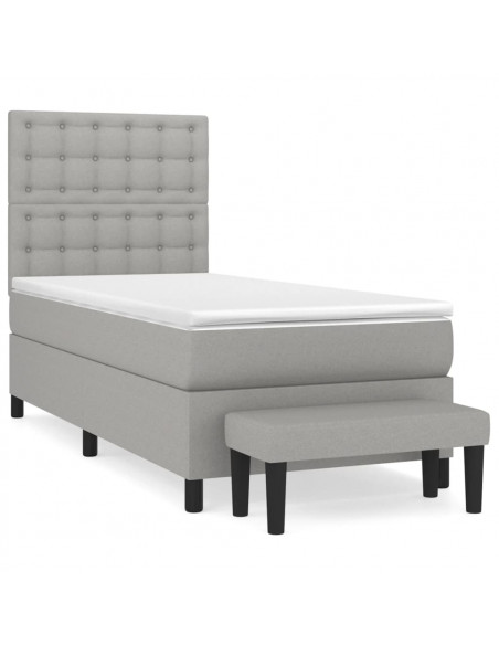 Giroletto a Molle con Materasso Grigio Chiaro 90x190 cm Tessuto