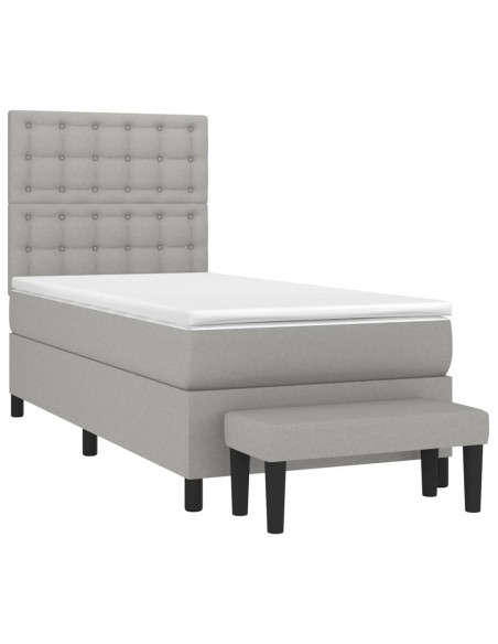 Giroletto a Molle con Materasso Grigio Chiaro 90x190 cm Tessuto