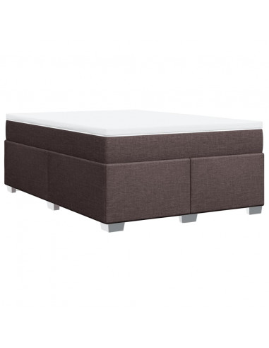 Giroletto a Molle con Materasso Marrone Scuro 140x200cm Tessuto