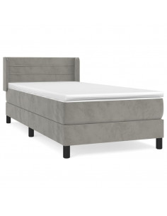 Giroletto a Molle con Materasso Grigio Chiaro 90x200 cm Velluto 2