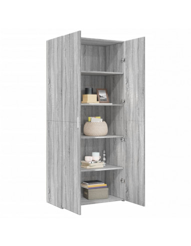 Credenza Grigio Sonoma 80x42,5x185 cm in Legno Multistrato