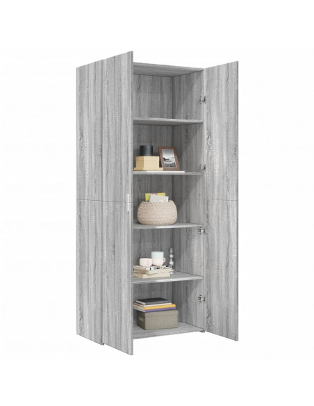 Credenza Grigio Sonoma 80x42,5x185 cm in Legno Multistrato