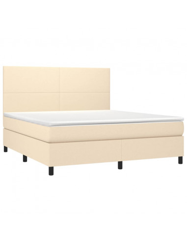 Letto a Molle con Materasso e LED Crema 180x200 cm in Tessuto
