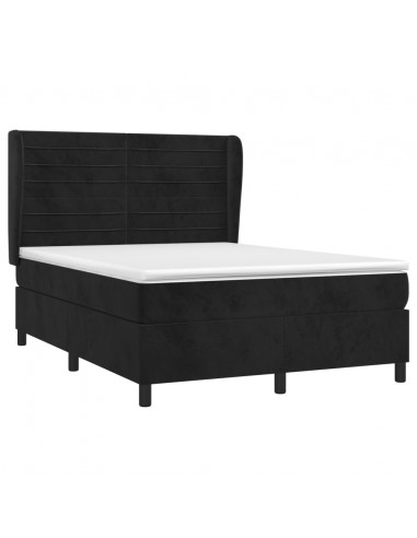 Giroletto a Molle con Materasso Nero 140x190 cm in Velluto