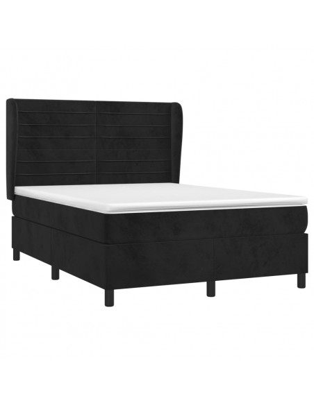 Giroletto a Molle con Materasso Nero 140x190 cm in Velluto