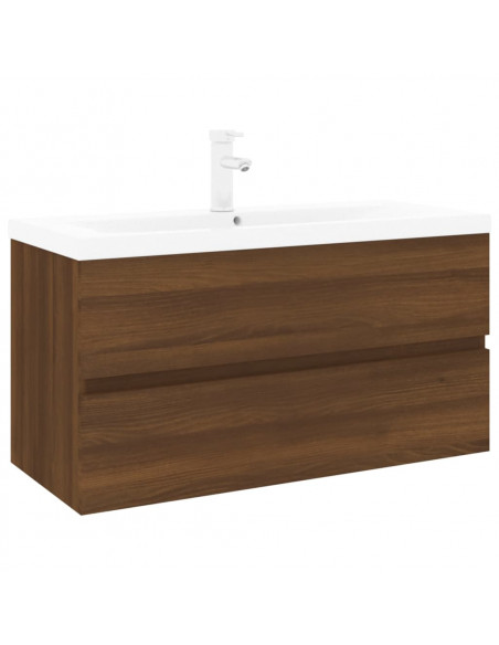 Mobile Bagno Lavabo Integrato Rovere Marrone Legno Multistrato