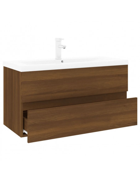 Mobile Bagno Lavabo Integrato Rovere Marrone Legno Multistrato