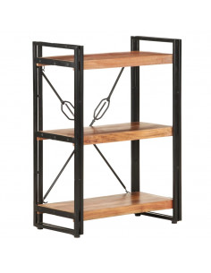 Libreria a 3 Ripiani 60x30x80 cm in Legno Massello di Acacia 2