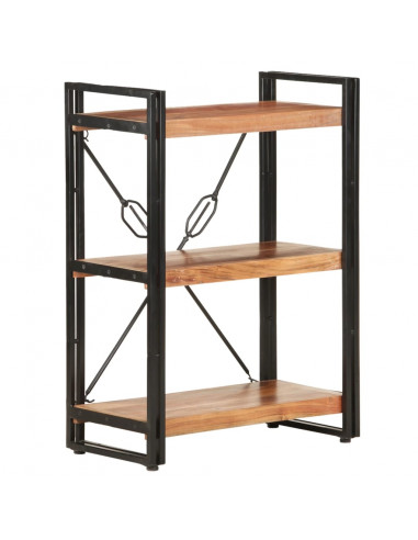 Libreria a 3 Ripiani 60x30x80 cm in Legno Massello di Acacia