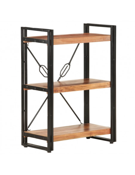 Libreria a 3 Ripiani 60x30x80 cm in Legno Massello di Acacia