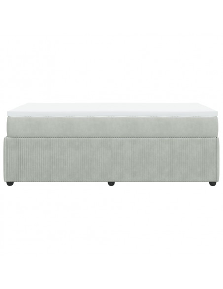 Giroletto a Molle con Materasso Grigio Chiaro 100x200cm Velluto