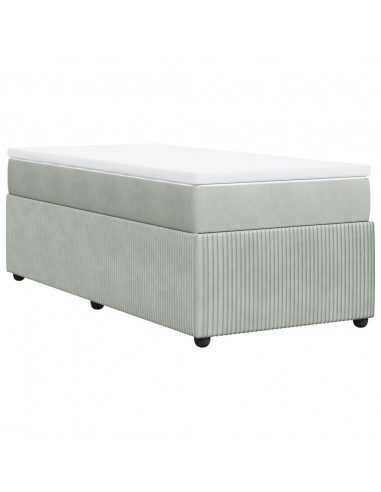 Giroletto a Molle con Materasso Grigio Chiaro 100x200cm Velluto