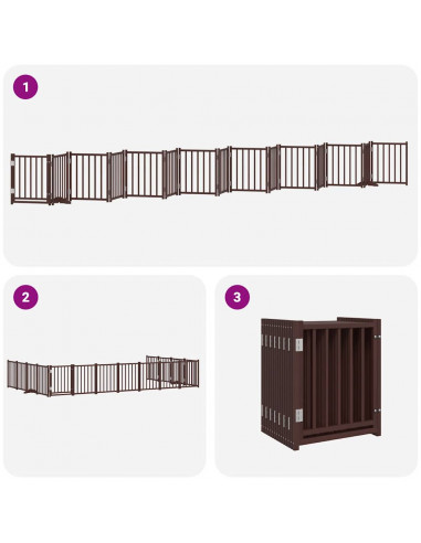 Cancello Cani Porta Pieghevole Marrone 15 Pannelli 750cm Pioppo