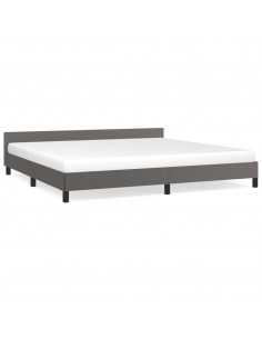 Giroletto con Testiera Grigio 200x200 cm in Similpelle 2