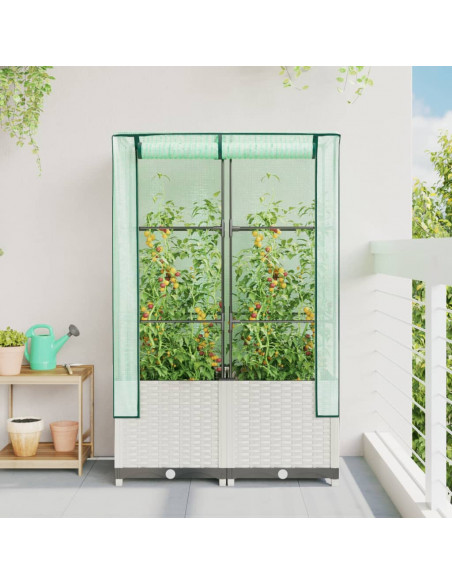 Letto Rialzato con Copertura Serra Effetto Rattan 80x40x138 cm