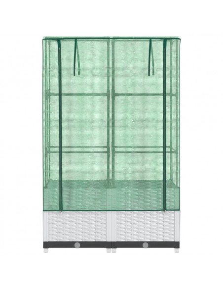 Letto Rialzato con Copertura Serra Effetto Rattan 80x40x138 cm