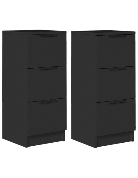 Credenze 2 pz Nere 30x30x70 cm in Legno Multistrato
