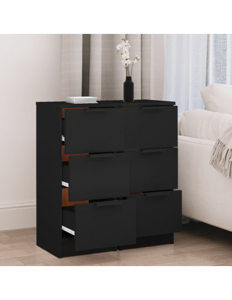 Credenze 2 pz Nere 30x30x70 cm in Legno Multistrato