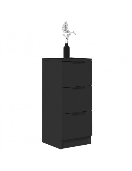 Credenze 2 pz Nere 30x30x70 cm in Legno Multistrato