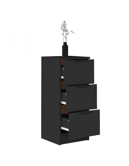 Credenze 2 pz Nere 30x30x70 cm in Legno Multistrato