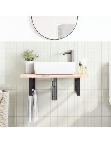 Reggimensole per Lavabo 2 pz Nere Rettangolari in Acciaio