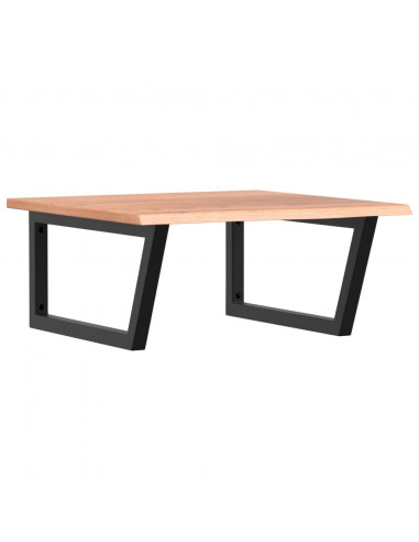 Ripiano a Parete per Lavabo in Acciaio e Massello di Rovere