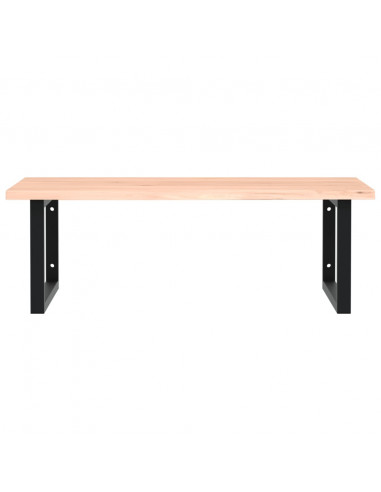 Ripiano a Parete per Lavabo in Acciaio e Massello di Rovere