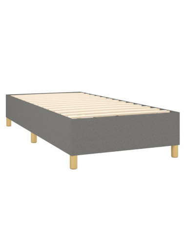 Letto a Molle Materasso e LED Grigio Scuro 100x200cm in Tessuto