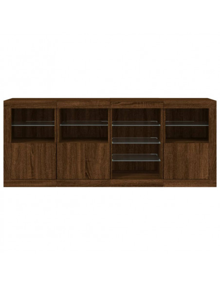Credenza con Luci LED Rovere Marrone 164x37x67 cm
