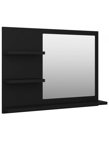 Specchio da Bagno Nero 60x10,5x45 cm in Legno Multistrato