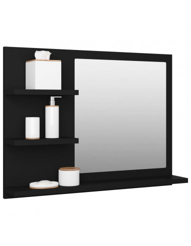 Specchio da Bagno Nero 60x10,5x45 cm in Legno Multistrato