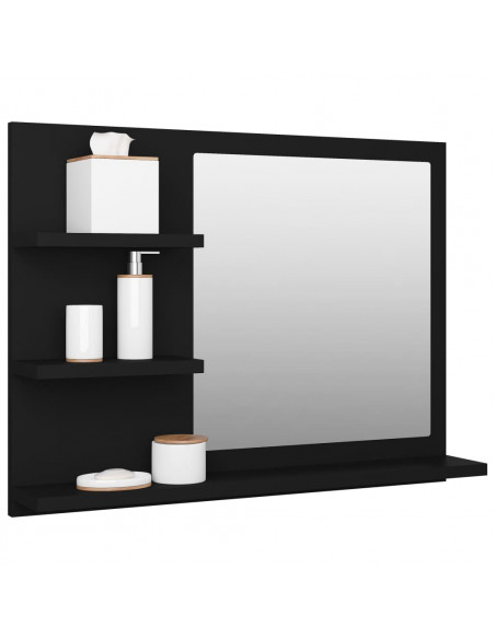 Specchio da Bagno Nero 60x10,5x45 cm in Legno Multistrato