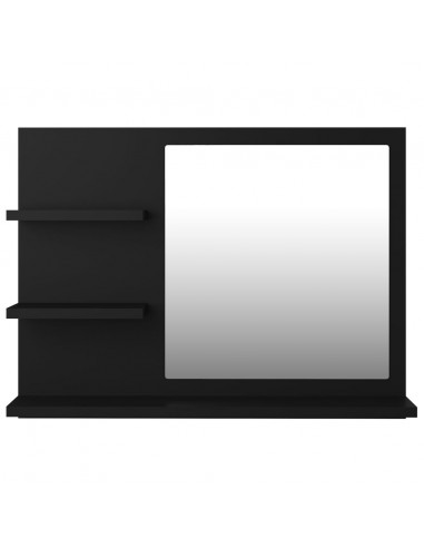 Specchio da Bagno Nero 60x10,5x45 cm in Legno Multistrato
