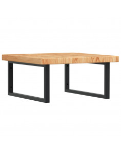 Ripiano a Parete per Lavabo in Acciaio e Massello di Rovere 2