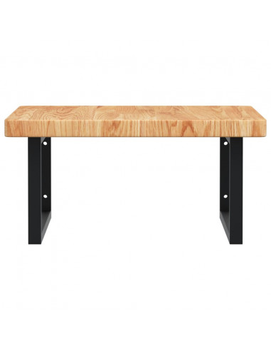 Ripiano a Parete per Lavabo in Acciaio e Massello di Rovere