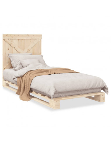 Giroletto con Testiera 90x200 cm in Legno Massello di Pino